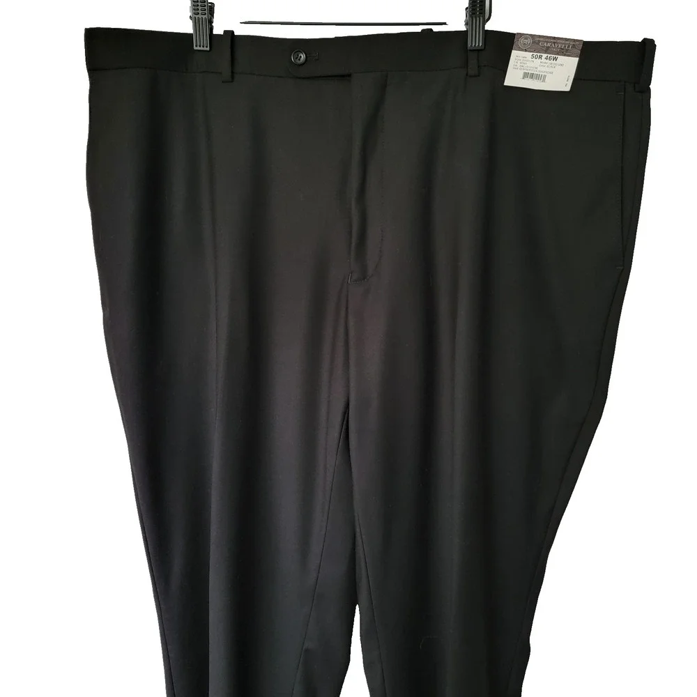 Caravelli Black Dress Pants 46W x 34L Business Career Professional Work NEW NWT